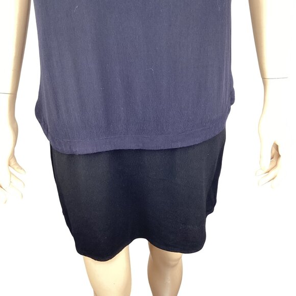 Monrow Womens Dress Size Small NWT Crepe Raglan Colorblock Navy Blue & Black - Picture 5 of 8